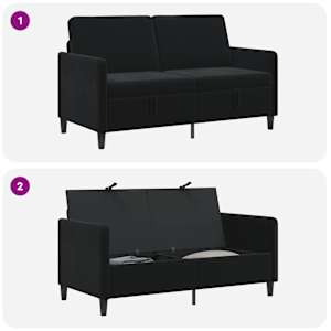 Sofa s úložným prostorem Černá 152 x 78 x 87 cm Polyester - obrázek 6