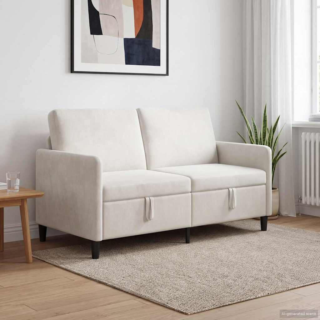 vidaXL Sofa cu Spațiu de Depozitare Crem 152 x 78 x 87 cm Poliester