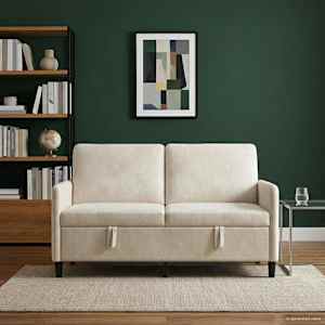Sofa s úložným prostorem Krémová 152 x 78 x 87 cm Polyester - obrázek 3