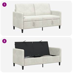 Sofa s úložným prostorem Krémová 152 x 78 x 87 cm Polyester - obrázek 6