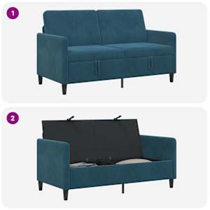 Sofa s úložným prostorem Modrá 152 x 78 x 87 cm Polyester - obrázek 6
