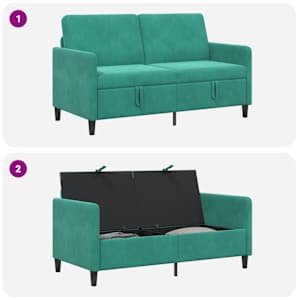 Sofa s úložným prostorem Tyrkysová 152 x 78 x 87 cm Polyester - obrázek 6