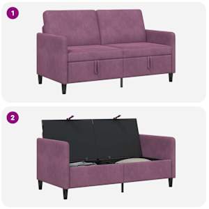 Sofa s úložným prostorem Fialová 152 x 78 x 87 cm Polyester - obrázek 5