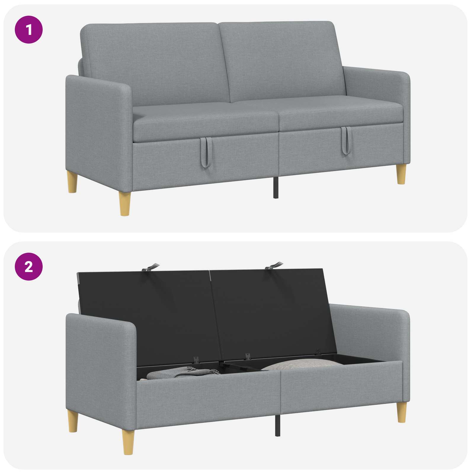 Sofa s shrambo Svetlo siva 172 x 78 x 87 cm Poliester - slika 7