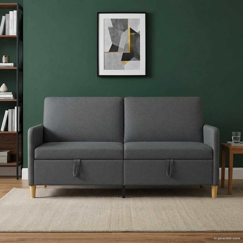 vidaXL Sofa s shrambo Temno siva 172 x 78 x 87 cm Poliester