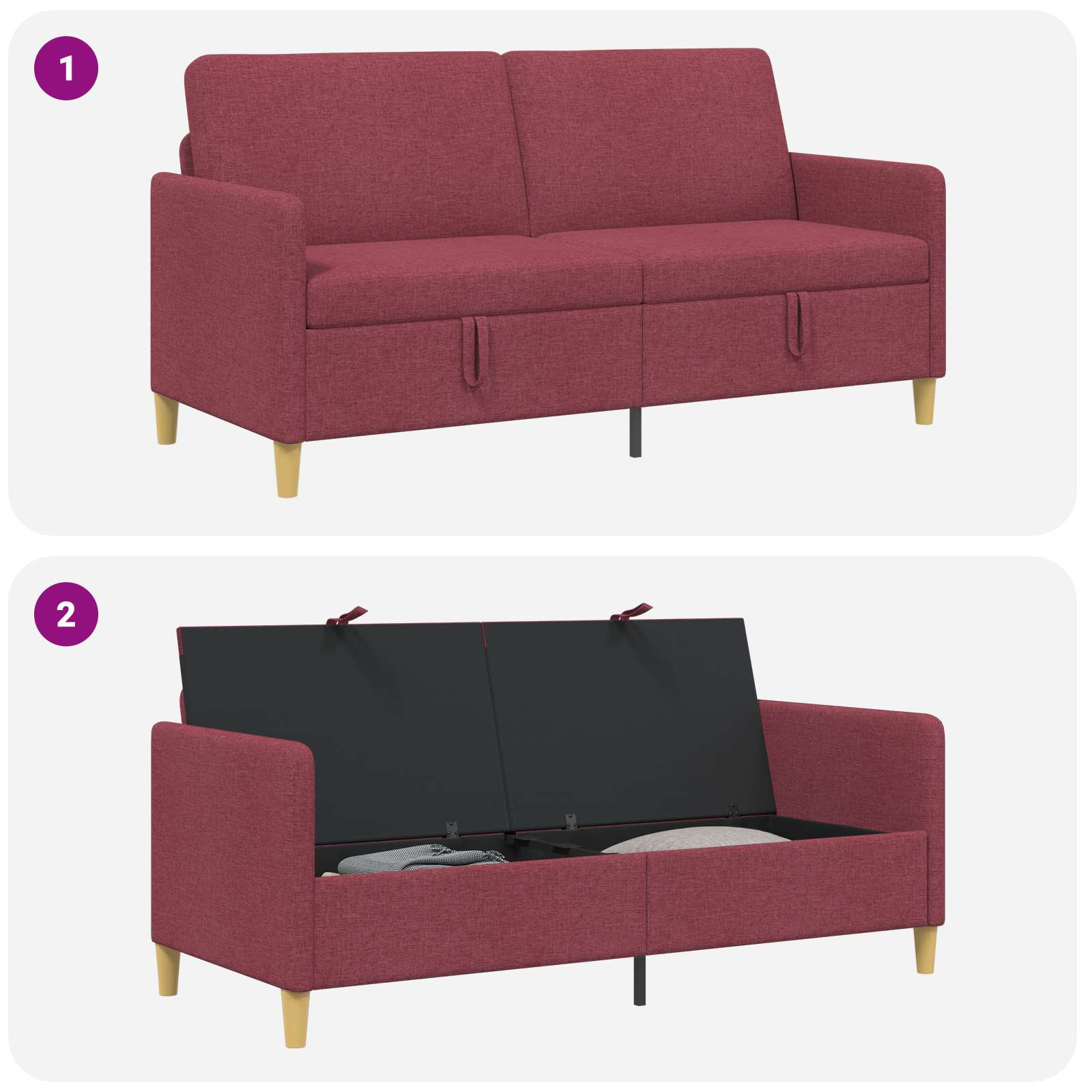 Sofa s shrambo Vinorodna rdeča 172 x 78 x 87 cm Poliester - slika 7