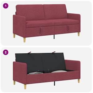 Sofa s úložným prostorem Víno Červené 172 x 78 x 87 cm - obrázek 7