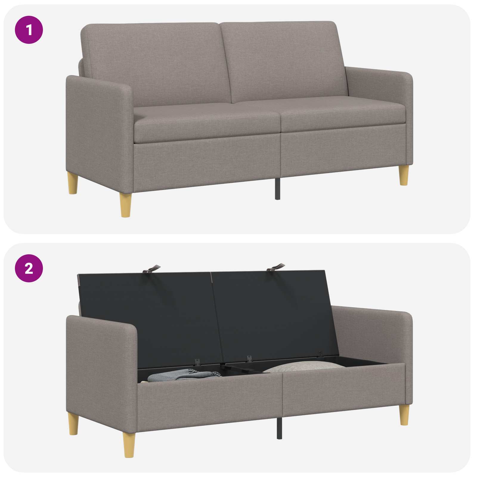 Sofa s shrambo Taupe 172 x 78 x 87 cm Poliester - slika 7