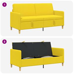 Sofa s úložným prostorem Světlá žlutá 172 x 78 x 87 cm - obrázek 7
