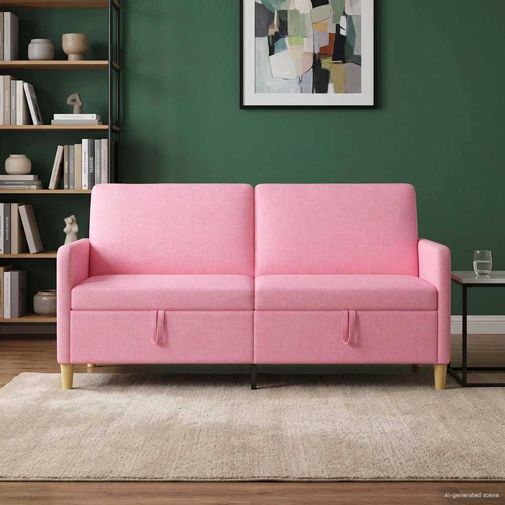 vidaXL Sofa med opbevaring Lyserød 172 x 78 x 87 cm Polyester