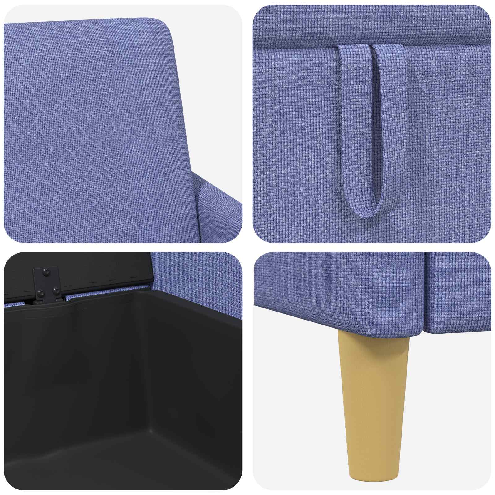 vidaXL Bank met opslag Jeans Blauw 172 x 78 x 87 cm Polyester