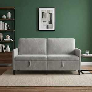 Sofa s úložným prostorem Světle šedá 172 x 78 x 87 cm Polyester - obrázek 3