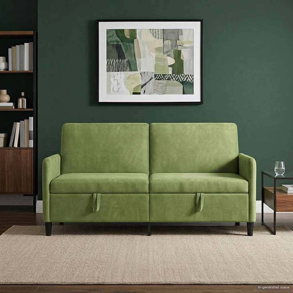 Sofa s shrambo Svetlo zelena 172 x 78 x 87 cm Poliester - slika 3