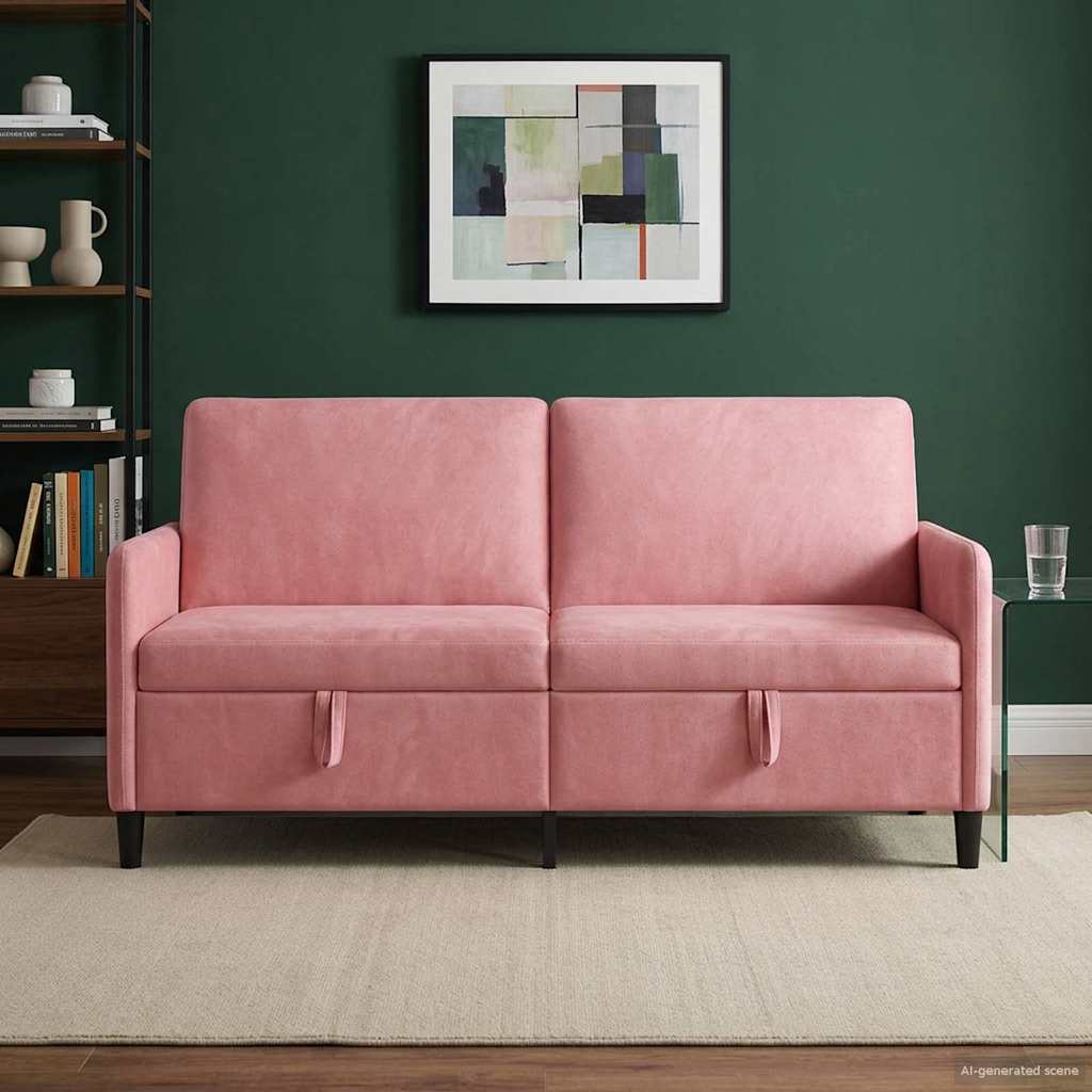 vidaXL Sofa cu Spațiu de Depozitare Roz 172 x 78 x 87 cm Poliester