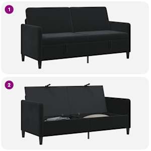 Sofa s úložným prostorem Černá 172 x 78 x 87 cm Polyester - obrázek 7