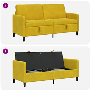Sofa s úložným prostorem Žlutá 172 x 78 x 87 cm Polyester - obrázek 9