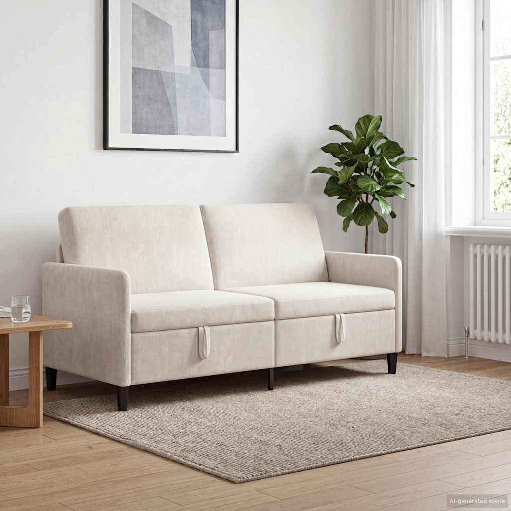 vidaXL Sofa cu Spațiu de Depozitare Crem 172 x 78 x 87 cm Poliester