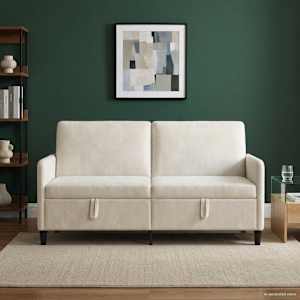 Sofa s úložným prostorem Krémová 172 x 78 x 87 cm Polyester - obrázek 3