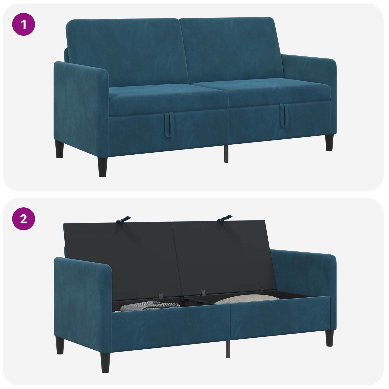 Sofa s shrambo Modra 172 x 78 x 87 cm Poliester - slika 6