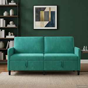 Sofa s úložným prostorem Tyrkysová 172 x 78 x 87 cm Polyester - obrázek 3