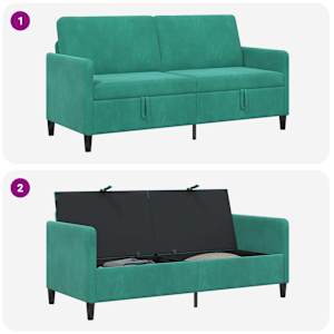 Sofa s úložným prostorem Tyrkysová 172 x 78 x 87 cm Polyester - obrázek 7