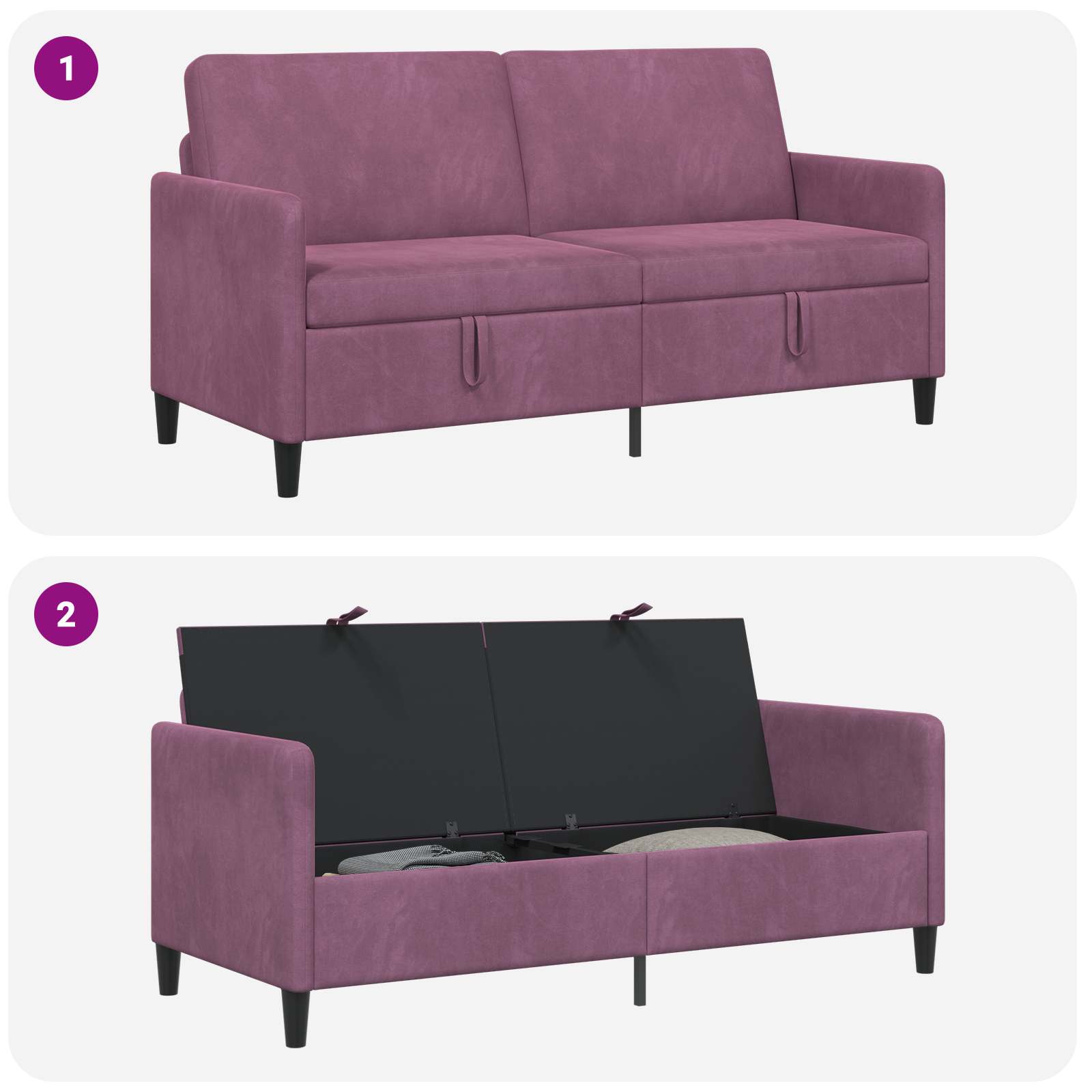 Sofa s shrambo Vijolična 172 x 78 x 87 cm Poliester - slika 7
