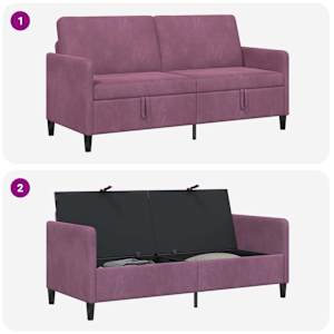 Sofa s úložným prostorem Fialová 172 x 78 x 87 cm Polyester - obrázek 7