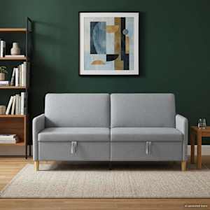 Sofa s úložným prostorem Světle šedá 192 x 78 x 87 cm Polyester - obrázek 3