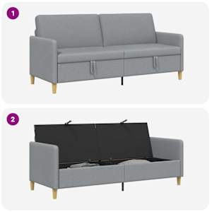 Sofa s úložným prostorem Světle šedá 192 x 78 x 87 cm Polyester - obrázek 8