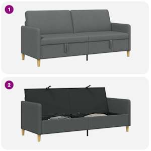 Sofa s úložným prostorem Tmavě šedá 192 x 78 x 87 cm Polyester - obrázek 6