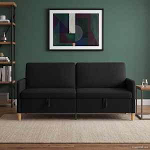 Sofa s úložným prostorem Černá 192 x 78 x 87 cm Polyester - obrázek 3