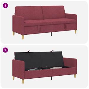 Sofa s úložným prostorem Víno Červené 192 x 78 x 87 cm - obrázek 6