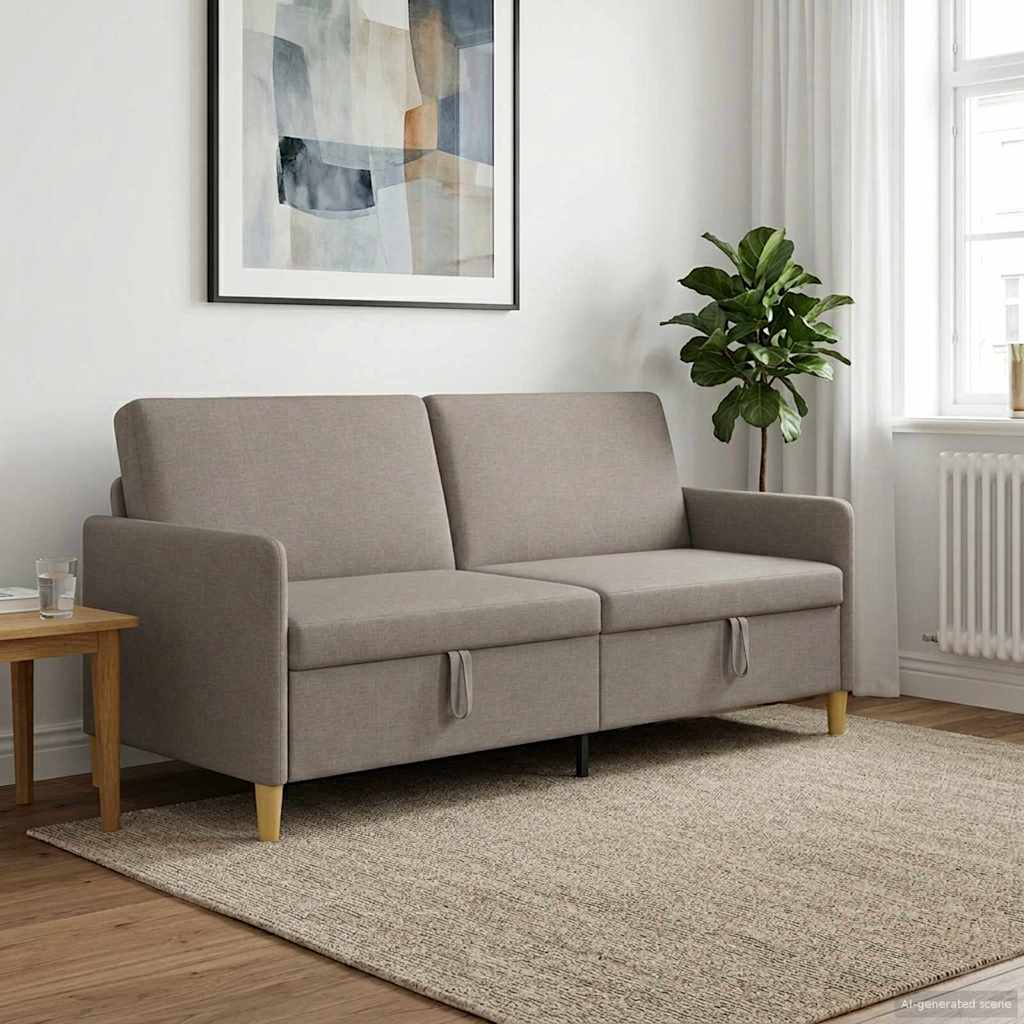 vidaXL Sofa s shrambo Taupe 192 x 78 x 87 cm Poliester