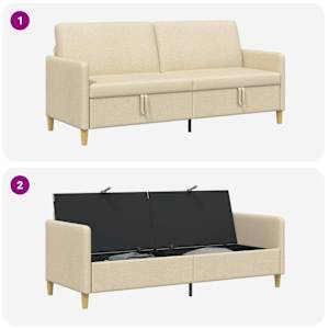 Sofa s úložným prostorem Krémová 192 x 78 x 87 cm Polyester - obrázek 6