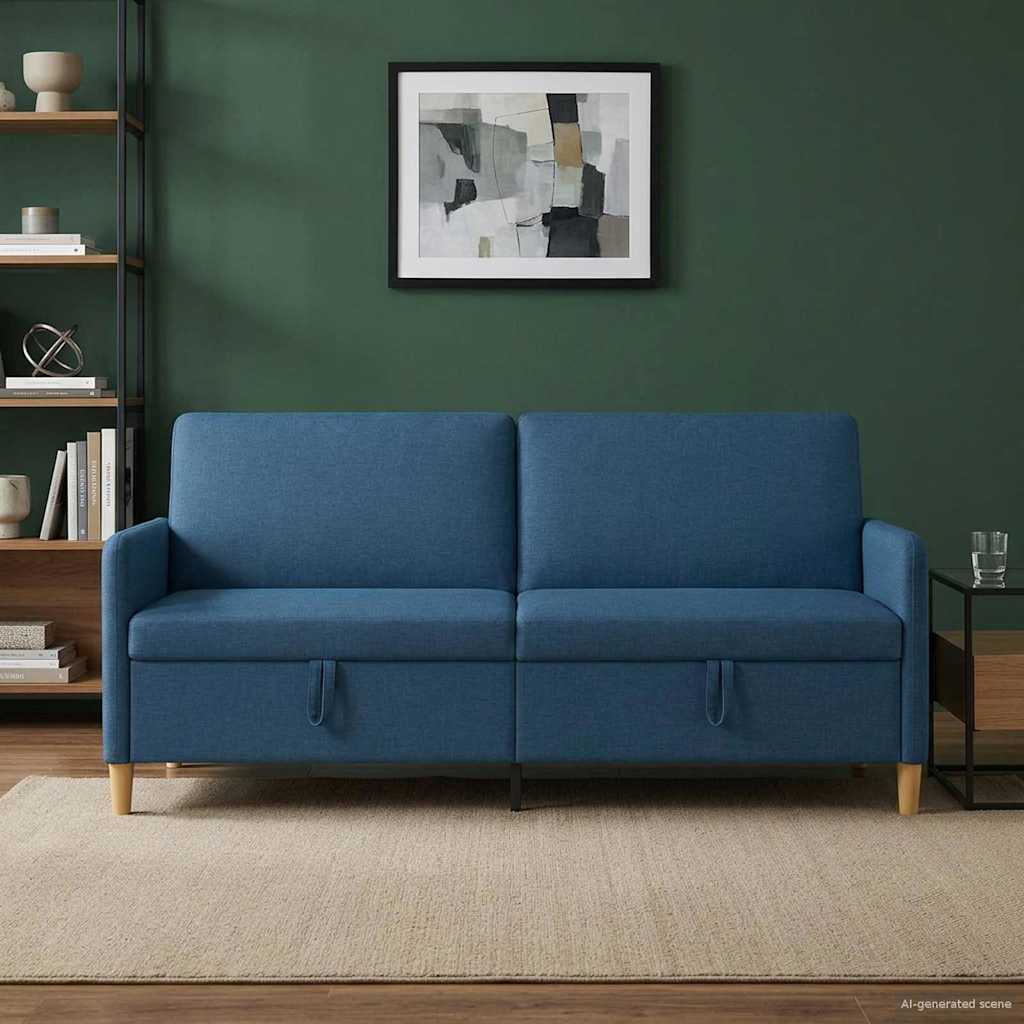 vidaXL Sofa s shrambo Modra 192 x 78 x 87 cm Poliester