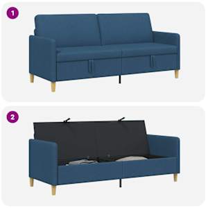 Sofa s úložným prostorem Modrá 192 x 78 x 87 cm Polyester - obrázek 6