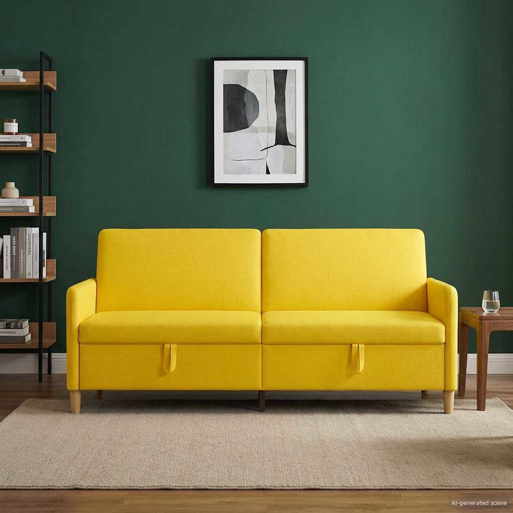 Sofa s shrambo Svetlo rumena 192 x 78 x 87 cm Poliester - slika 3