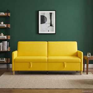 Sofa s úložným prostorem Světlá žlutá 192 x 78 x 87 cm - obrázek 3