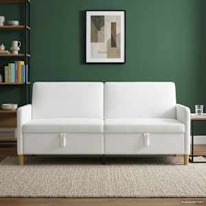 Sofa s úložným prostorem Bílá 192 x 78 x 87 cm Polyester - obrázek 3