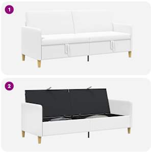 Sofa s úložným prostorem Bílá 192 x 78 x 87 cm Polyester - obrázek 6
