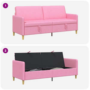 Sofa s úložným prostorem Růžová 192 x 78 x 87 cm Polyester - obrázek 6