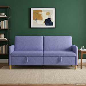 Sofa s úložným prostorem Modrá džínovina 192 x 78 x 87 cm - obrázek 3