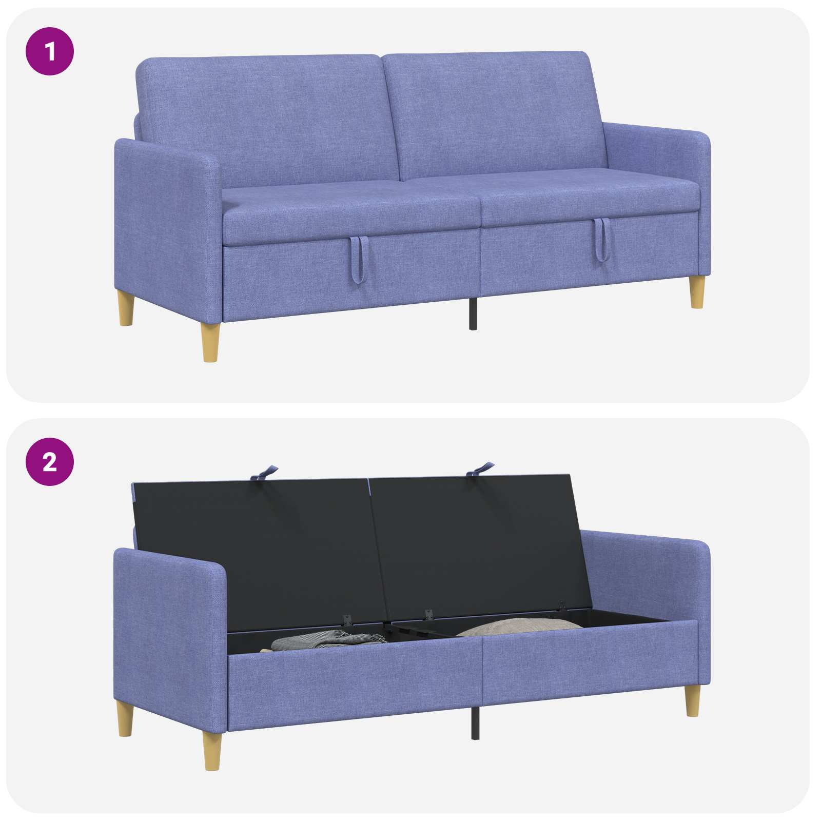 Sofa s shrambo Jeans modra 192 x 78 x 87 cm Poliester - slika 6