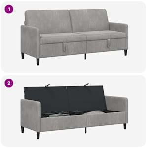Sofa s úložným prostorem Světle šedá 192 x 78 x 87 cm Polyester - obrázek 6