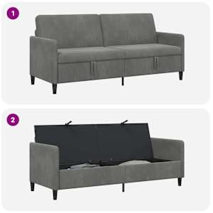 Sofa s úložným prostorem Tmavě šedá 192 x 78 x 87 cm Polyester - obrázek 6