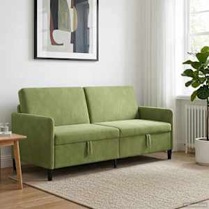 Sofa s shrambo Svetlo zelena 192 x 78 x 87 cm Poliester