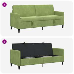Sofa s úložným prostorem Světlá zelená 192 x 78 x 87 cm - obrázek 6