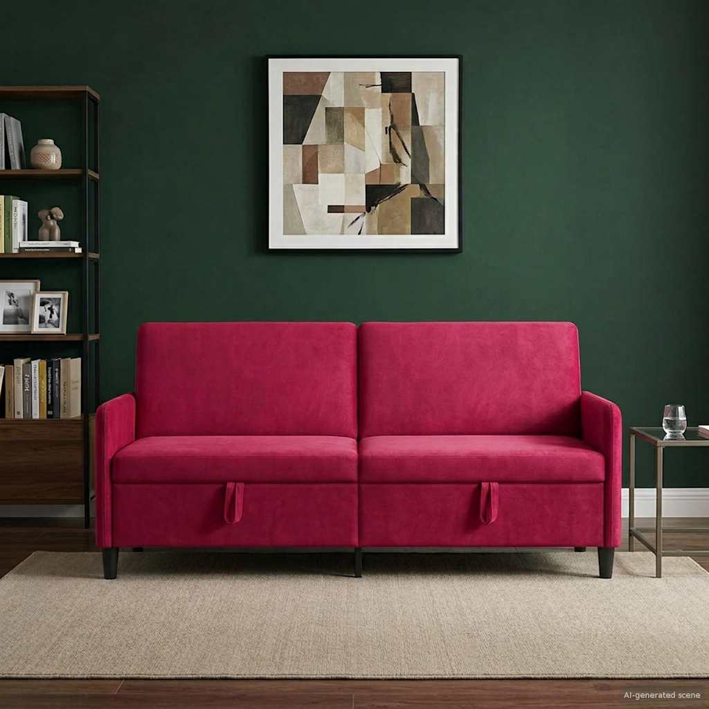 vidaXL Sofa cu Spațiu de Depozitare Roșu Vin 192 x 78 x 87 cm