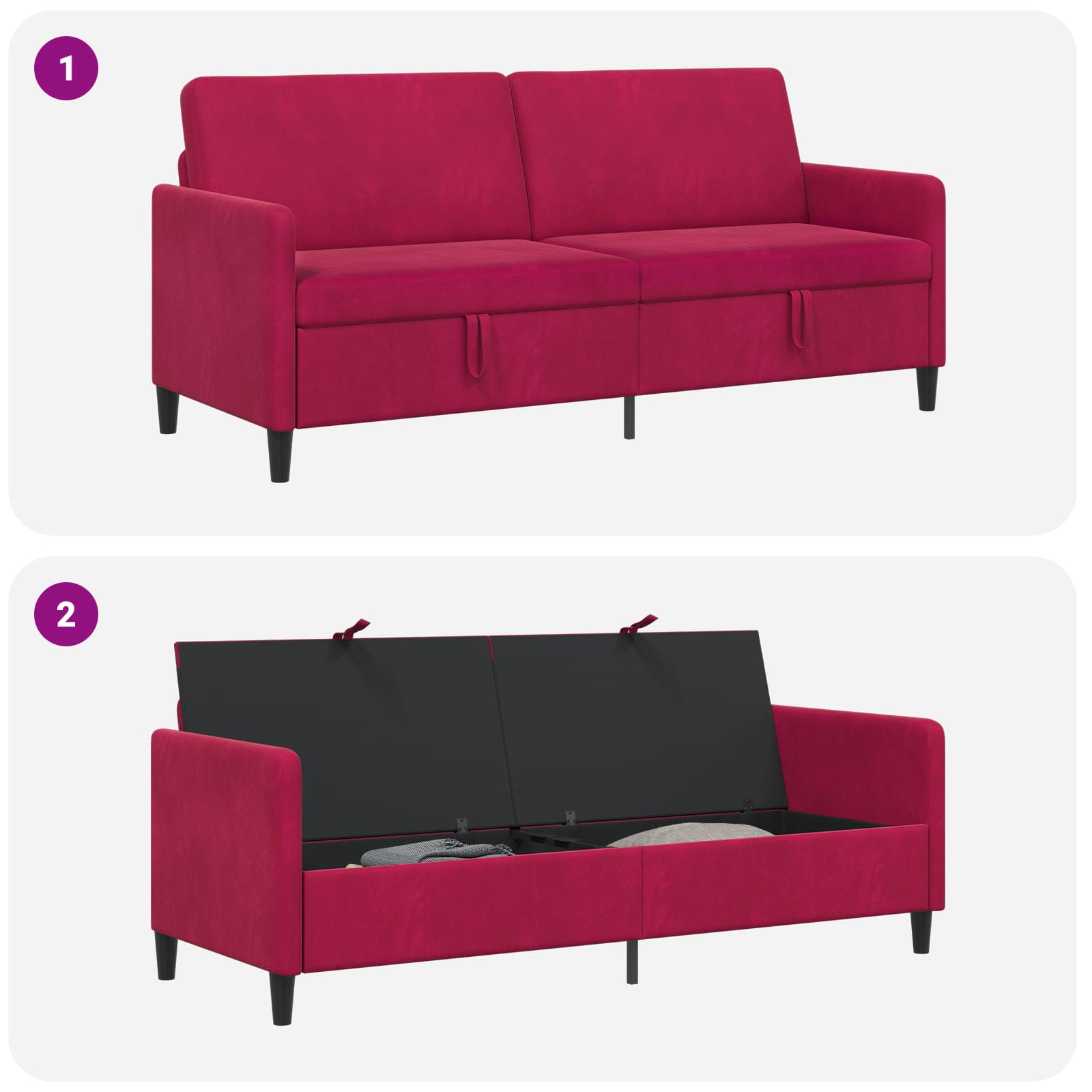 Sofa s shrambo Vinorodna rdeča 192 x 78 x 87 cm Poliester - slika 6