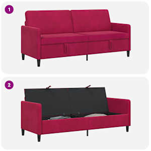 Sofa s úložným prostorem Víno Červené 192 x 78 x 87 cm - obrázek 6